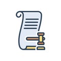 Color illustration icon for Lawsuit, legal and document