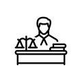 Black line icon for Lawyer, solicitor and court