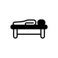 Black solid icon for Lay, person and laying