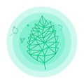 Icon of leaf hologram, logo, green leaf elements, dna connection, isolated at white background