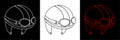 Icon. Leather motorcycle helmet in old style with goggles. Vector
