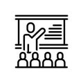 Black line icon for Lectures, discourse and presentation