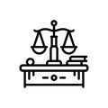 Black line icon for Legal, lawful and judgement