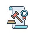 Color illustration icon for Legal, statutory and juridical