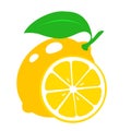 Icon lemon. Fresh lemon fruits and slice. Isolated on white background. Vector Royalty Free Stock Photo