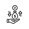 Black line icon for Lender, creditor and money