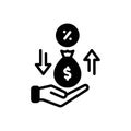 Black solid icon for Lender, creditor and money