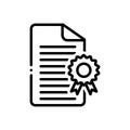 Black line icon for Licensing, certificates and document