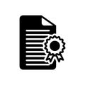 Black solid icon for Licensing, certificates and document