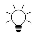 Icon Light Bulb, isolated on white background. Idea icon. Lamp concept. Light bulb vector icon in modern simple line style for web Royalty Free Stock Photo