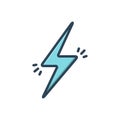 Color illustration icon for Lightening Bolt, shock and charge