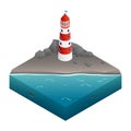 Icon lighthouse on a rocky shore Royalty Free Stock Photo