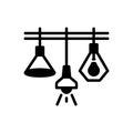 Black solid icon for Lights, lamps and lightbulb