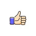 Icon of like thumps up button vector illustration