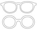 Icon line art poster man father dad day round glasses, spectacles set.