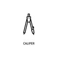 Icon Of The Line Is A Caliper Drawing In A Simple Style. Vector sign in a simple style isolated on a white background