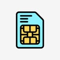 Icon Line Color simcard smartphone. Royalty Free Stock Photo