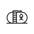Icon line gas tack or container with leaf ecology