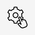 Icon Line Hand click setting gear button.