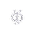 Icon line style of lamb for coloring book. Funny animal ringing a bell. Royalty Free Stock Photo