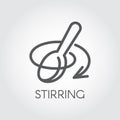 Icon in line style of stirring spoon with arrow direction. Symbol for recipes, culinary books, websites and mobile apps
