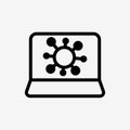 Icon Line Virus on computer or laptop. Royalty Free Stock Photo