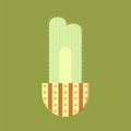 Icon with linear colorful cactus. Linear vector illustration with exotic cactus. Succulent outline logo. Decorative flowering