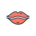 Color illustration icon for Lips, mouth and lipstick