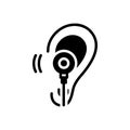Black solid icon for Listen, hear and ear Royalty Free Stock Photo