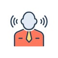 Color illustration icon for Listen, hear and sense