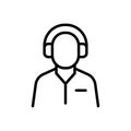 Black line icon for Listening, person and communication