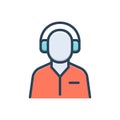 Color illustration icon for Listening, person and communication