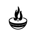 Black solid icon for Lit, burning and danger