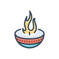 Color illustration icon for Lit, burning and danger