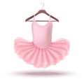 Icon little baby girl pink ballerina dress on a hanger. Isolated on white background illustration