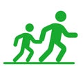 Icon of little men who cross the road holding hands. Royalty Free Stock Photo