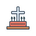 Color illustration icon for Liturgic, catholic and candle
