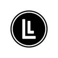 Black solid icon for Ll marketing, font and letter Royalty Free Stock Photo