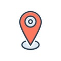 Color illustration icon for Location Pin, scene and venue