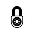 Black solid icon for Locked, closed and padlock Royalty Free Stock Photo