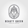 icon logo of beauty queen with line art style