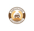 agriculture technology with wheat symbol and tractor logo design