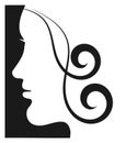 Hair salon or beauty salon logo. Profile of female face on black background. Royalty Free Stock Photo