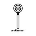 Icon and logo of a kitchen skimmer, outline element of a kitchenware and kitchen utensil