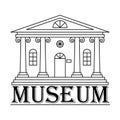 Icon or logo of a Museum, Bank, or theater. A building with columns in a linear style. Simple black and white vector Royalty Free Stock Photo