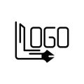Black solid icon for Logo, pen and tool Royalty Free Stock Photo