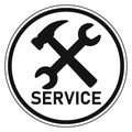 Icon logo service center repair and customer service vector sign service wrench and hammer, repair service and support