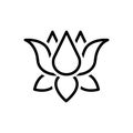 Black line icon for Lotus, nymphaea and yoga