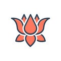 Color illustration icon for Lotus, nymphaea and yoga