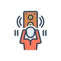 Color illustration icon for Loud, noisy and loudspeaker